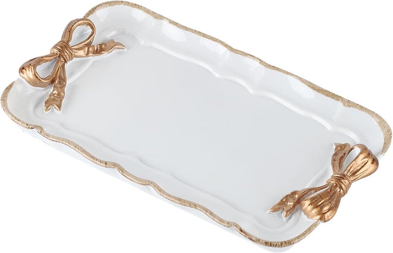 IBWell Resin Aesthetic Room Décor White Jewelry Tray Cute Home Decor Aesthetic Trays for Decor Girly Room Décor - Image 1